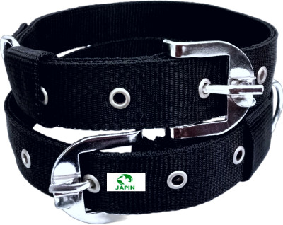 JAPIN Neck Collar Belts for Dog 1.25 inch -Black (Pack of 2) Dog Everyday Collar(Large, BLACK)