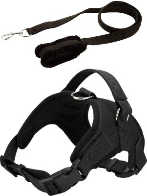 Petlia Body Belt Training Lead Dog Leash Fur Padded Nylon Set Combo Extra Large Dog Harness & Leash(Extra Large, Black)