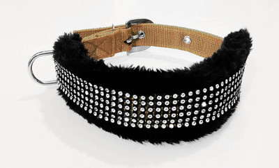 Petshop7 Beige-black fur Dog & Cat Everyday Collar(Medium, Beige)
