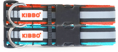 KIBBO Reflective Nylon Dog Collar with Adjustable Buckle and D-Ring (Pack Of 2) Dog Everyday Collar(Medium, Sea Green & Red)