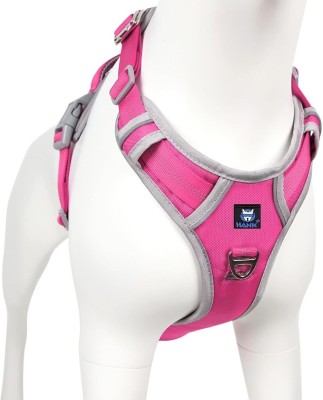 Hank Dog Harness - Nigh Reflective - Oxford Fabric -Adjustable Buckle Dog Training Harness(Medium, Pink Gray)