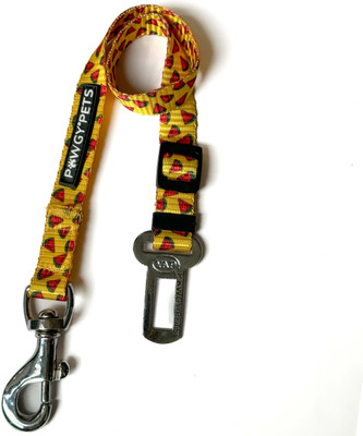 PAWGY Watermelon Print Adjustable Heavy-Duty Car Seat Belt for Dog & Cat Leash(Small, Yellow)