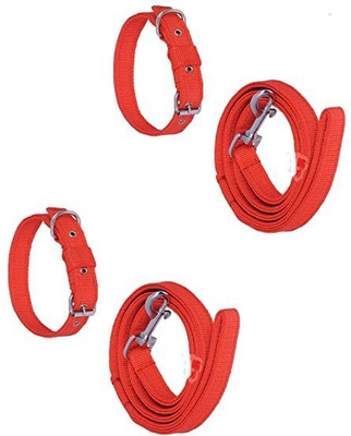 SUPER CHAIN Dog Collar & Leash(Small, Red)