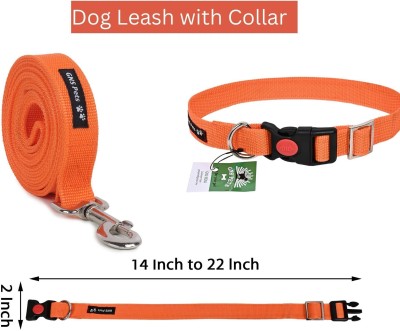 GNS PETS 6 Feet long Comfort Grip Nylon Leash & free size Collar Set Dog Collar & Leash(Large, Orange)