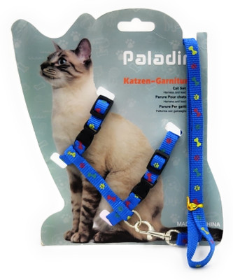 THE DDS STORE Adjustable Cat Walking Harness Nylon Strap Collar with Leash(Blue Color) Dog Everyday Collar(Medium, Multi)