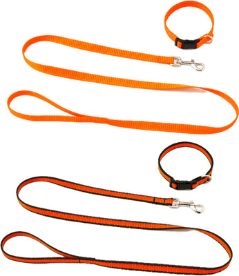PETRA Puppy collar set pack of 2 ( orange colour) Dog Collar & Leash(Small, Orange)