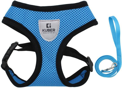 KUBER INDUSTRIES Reflective Dog Harness With Adjustable Leash|Large Size |Blue Dog Harness & Leash(Large, Blue)