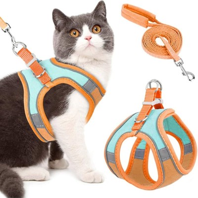 SVULINT Cat Harness with Leash for Walking, Cat Adjustable Soft Sturdy Cat Harness & Leash(Medium, Multi color)