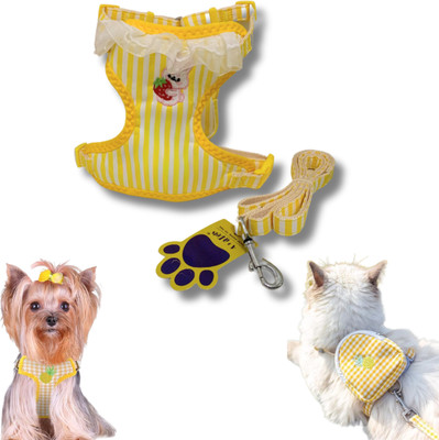 A+a pets A+a Pets' 3-in-1 Backpack, Harness & Leash Set for Dogs, Puppies, Cats Dog & Cat Buckle Harness(Small, Yellow Checks)