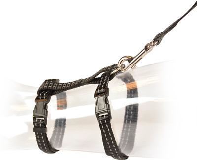 Duvoplus Cat Harness with Cat Leash, 30-50cm / 12mm - 125cm - Black Dog Harness & Leash(35 - 50 cm, Black)