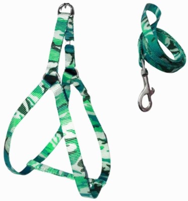 Sip Dog Cross Body Harness and Leash Set 3D Printed Design with Walking Training Dog & Cat Harness & Leash(Small, Green)