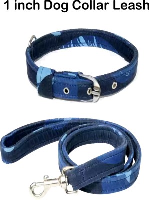 WROSHLER Dog Belt Combo of BLUE Army Print Dog Collar Leash Specially for Medium Breeds Dog Collar & Leash(Medium, BLUE {Army Print})