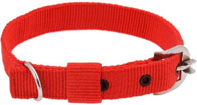 Petyantra Dog Neck Collar Belts Waterproof, Nylon, 1 Inch Collar for Small and Medium Dogs Dog Harness & Leash(Medium, Red)