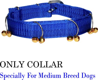 WROSHLER Adjustable Nylon 1 inch Blue GHUNGROO DOG Collar FOR MEDIUM DOGS[COLOR MAY VERY] Dog Everyday Collar(Medium, BLUE)