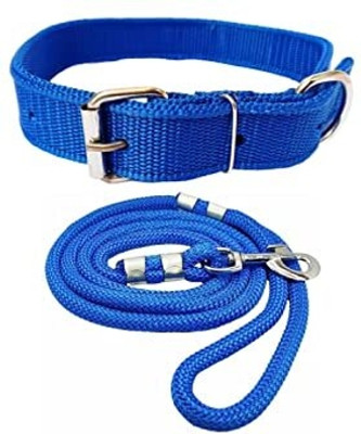 Smart Doggie Combo of Adjustable Dog Collar and Leash for Medium Dogs of All Breed Dog Collar & Leash(Medium, Blue)