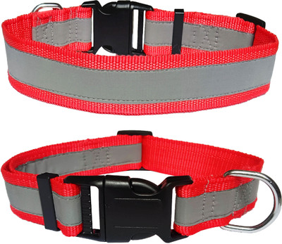Petshop7 Nylon Reflective Collar for Puppies and Cats XS Small Size Dog & Cat Everyday Collar(Extra Small, Red)