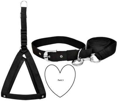 Aftra XXXL Padded Collar Body Belt Combo Pack Soft Comfortable Breakaway Closure Dog & Cat Harness & Leash(55 - 76 cm, Black)