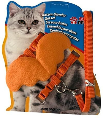 HEALING LEAF Soft Wing Harness with Leash, Escape Proof, Ultra-Light Weight Cat Harness & Leash(Medium, Orange)