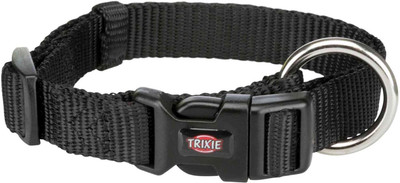 trixie Trixie Premium Nylon Dog Collar Jet Black S-M (30-45cm/15mm) Dog Everyday Collar(Small, Black)