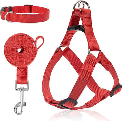 Cocker Nylon Red Harness Combo Dog & Cat Harness & Leash(Large, Red)