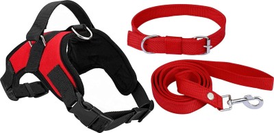 Petlia Body Belt Collar Training Lead Dog Leash Padded Nylon Set Combo Small Dog Harness & Leash(Small, Red)