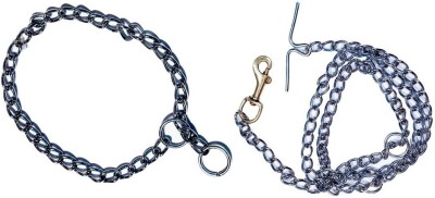 Tame Love Stainless steel Dog Chain Leash and Choke Collar for dogs of medium breeds (11-30kg) with strong Brass hook Dog Collar & Chain(Medium, Silver)