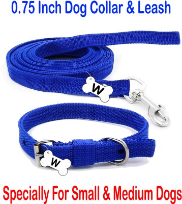 WROSHLER Dog Collar & Leash(Medium, BLUE)