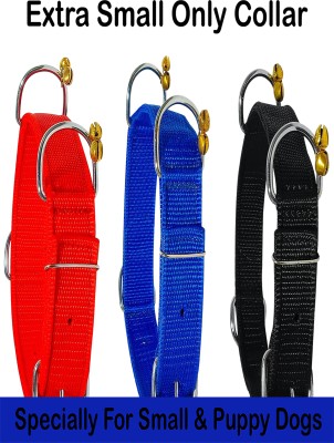 WROSHLER ADJUSTABLE NYLON 1/2 INCH RED, BLUE & BLACK GHUNGROO DOG COLLAR COLOR MAY VERY Dog Everyday Collar(Extra Small, RED, BLUE, BLACK)