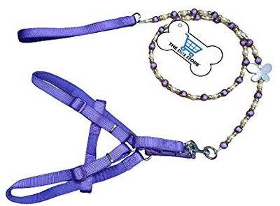 THE DDS STORE 10.mm Nylon Bead Cat Harness Leash Lead Set for Puppy Dog & Cat Harness & Leash(Extra Small, Purple)