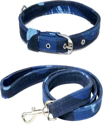 WROSHLER Dog Belt Combo of BLUE Army Print Dog Collar Leash Specially for Medium Breeds Dog Collar & Leash(Medium, BLUE {Army Print})