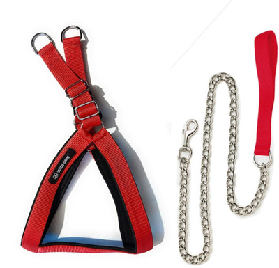 Tame Love Premium Quality Padded Harness and Leash Chest Belt Dog Harness & Leash(Medium, Red)