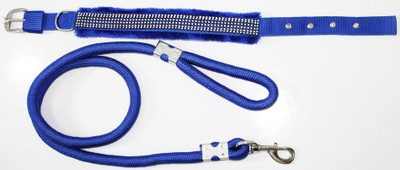 Petshop7 Dog Collar & Leash(Medium, Blue)