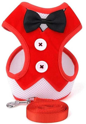 Fashnita clothing ⁹ò Dog & Cat Harness & Leash(Small, red, black)
