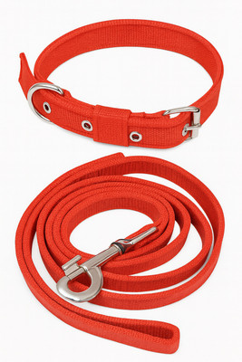 DC Hub Dog Collar and Leash Set for Dogs | 1 Inch Strong Adjustable P.P. Collar . Dog Collar & Leash(Medium, RED)