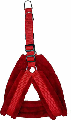 PAWS INTERNATIONAL Nylon Fur 1.25 Inch Dog Harness (Chest Size: 27-30INCH) Dog Standard Harness(Large, Red)