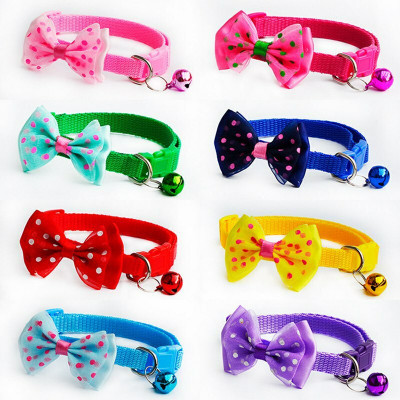 HIZU PETS 2.Pcs Dog Cat Pet Bowknot Cute Bow Tie Bell Adjustable Puppy Kitten Neck Collar Cat Everyday Collar(Small, MULTICOLOR)