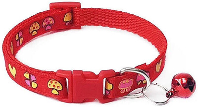 Litvibes Cat & Puppy Collar With Bell,Kitten & Puppies,Cute Neckband With Mushroom Print Dog & Cat Everyday Collar(Small, Red)