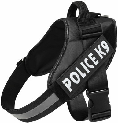 Amazm Black Choke-Free Double Padded Vest with Adjustable Dog Harness & Chain(Large, Black)