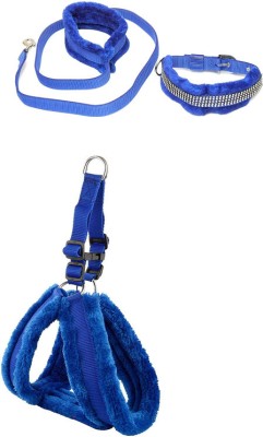 Petlia Body Belt Collar Training Lead Dog Leash Fur Padded Nylon Set Combo Extra Large Dog Harness & Leash(Extra Large, Blue)