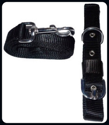 ALCAZAR Dog Collar and leash Adjustable Size(Recommended for 15-25KG PET) Dog Collar & Leash(Medium, Black)
