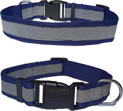 Petshop7 Nylon Reflective Collar for Xtra Large Dogs Large Size Dog & Cat Everyday Collar(Extra Large, Nevy Blue)