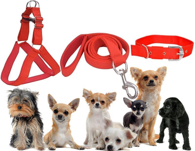 Hundur Store Dog Combo Pack of Harness, Neck Collar & Belt Set Suitable For All Dog Harness & Leash(Extra Large, Red)