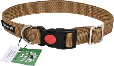 GNS PETS Durable Nylon Dog Collar Safety Lock | Adjustable & Comfortable Pet All Dog Size Dog Everyday Collar(Large, Brown)