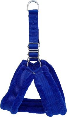 S K Leather Dog Harness & Leash(Medium, blue)