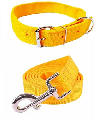 JADEE Dog & Cat Collar & Leash(Medium, yellow)