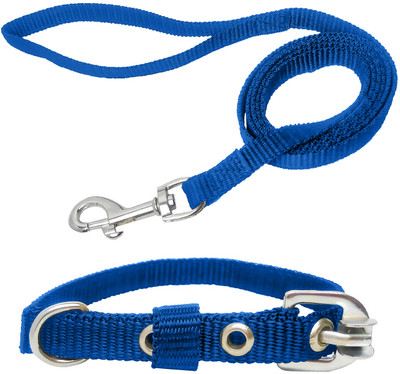 chullbull pet products 1/2 Inch Collar Leash with Anti-Slip Handle (Small, Blue) Dog Collar & Leash(Small, Blue)