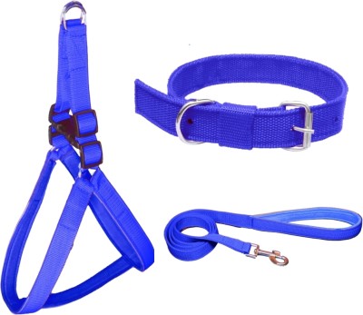 ALCAZAR No Pull Dog Harness, Collar & Leash Padded Combo Set Dog Harness & Leash(Medium, Blue)