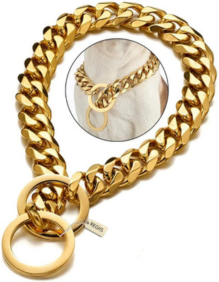 Regiis Dog Choke Chain Collar Small Size Dog Choke Chain Collar(Small, Golden)