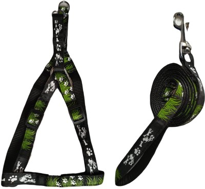 Petstorez Dog Collar and Leash Set Puppy Printed, Adjustable Nylon Collar 15 MM Dog Collar & Leash(Small, black)