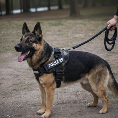 Tame Love K9 Dog Harness with Padded Rope Leash | Adjustable Police Style Harness Dog Harness & Leash(Extra Large, black black)